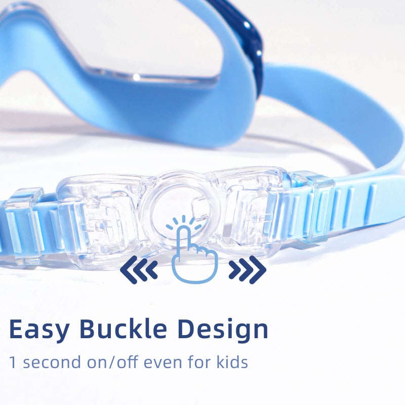 Freela Swim Goggles for Kids 6-14 4-7 8-12 3-6 2-4 3-5 3-10 4-8, Boys Girls Swimming Goggles Anti Fog UV Protection Waterproof No Leaking, Toddler Water Clear Beach Pool Goggles, light Blue & Purple - Image 4